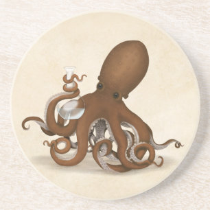Chemistry Octopus With Flask Steampunk Science Coaster
