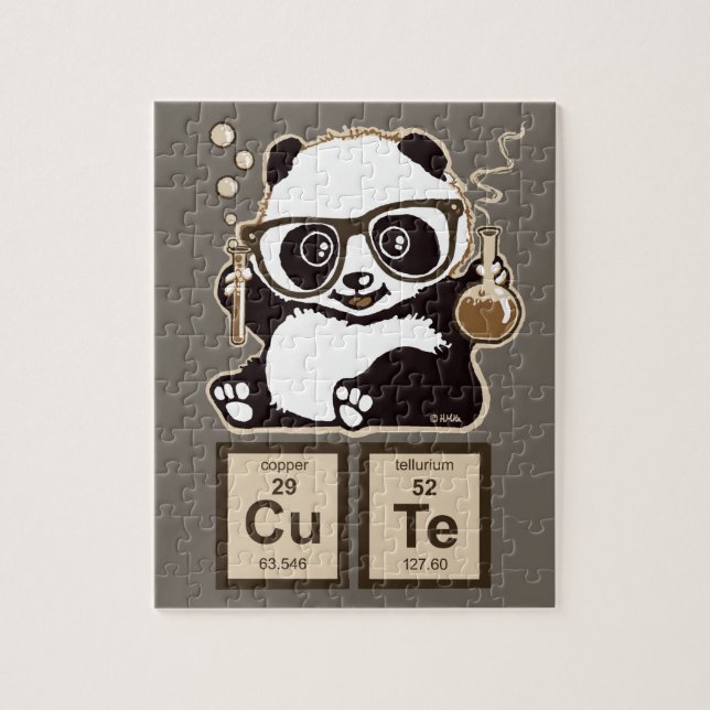 Chemistry panda discovered cute jigsaw puzzle (Vertical)
