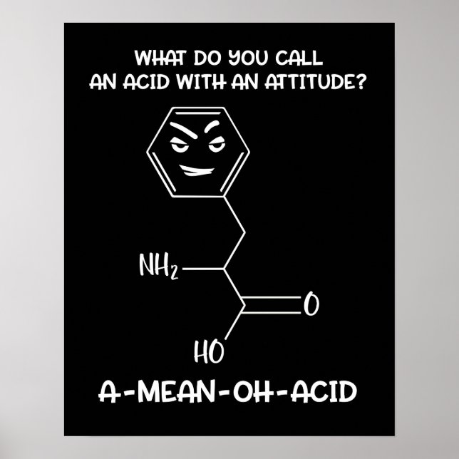 Chemistry Science Acid Attitude A-Mean-Oh-Acid Poster (Front)