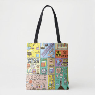 Chemistry Science Banners set. Color Hand Drawn vi Tote Bag