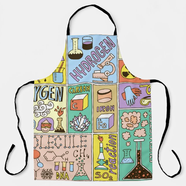 Chemistry Science Banners set. Colour Hand Drawn v Apron (Front)