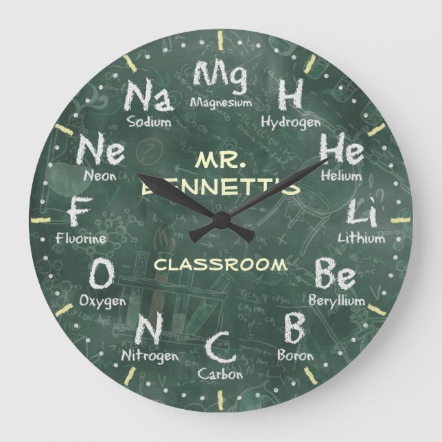 Chemistry Science Chalkboard Personalizable Clock (Front)