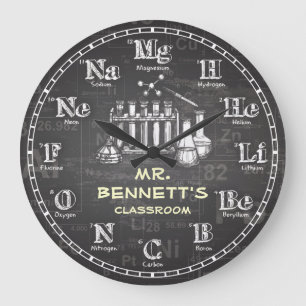Chemistry Science Chalkboard Personalizable Clock
