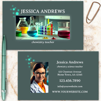 Chemistry Science Teacher Tutor Photo Business Card