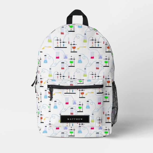 Chemistry Science Test Tubes Lab School  Printed Backpack (Front)