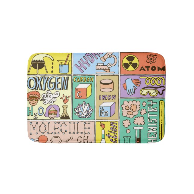 Chemistry Science Vintage Illustration Set Bath Mat (Front)