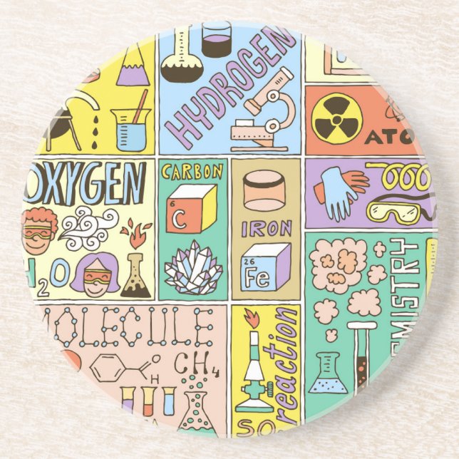 Chemistry Science Vintage Illustration Set Coaster (Front)