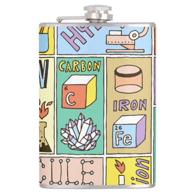 Chemistry Science Vintage Illustration Set Hip Flask (Front)