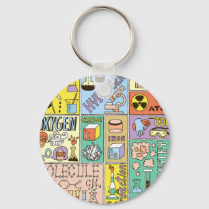 Chemistry Science Vintage Illustration Set Key Ring
