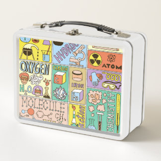 Chemistry Science Vintage Illustration Set Metal Lunch Box