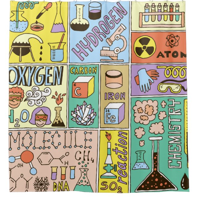 Chemistry Science Vintage Illustration Set Shower Curtain (Front)