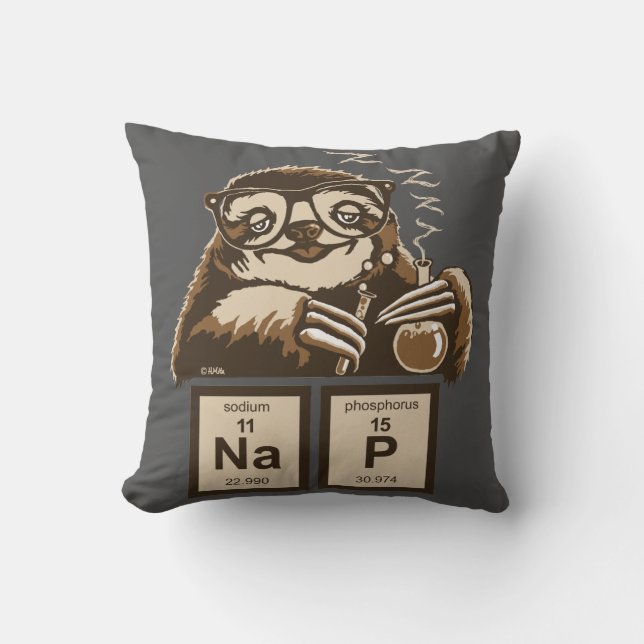 Chemistry sloth discovered nap cushion (Front)