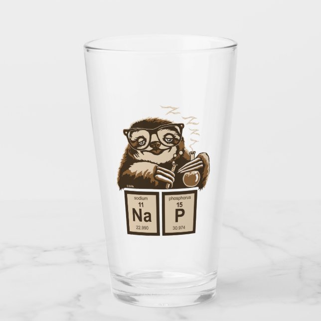 Chemistry sloth discovered nap glass (Front)