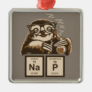 Chemistry sloth discovered nap metal ornament