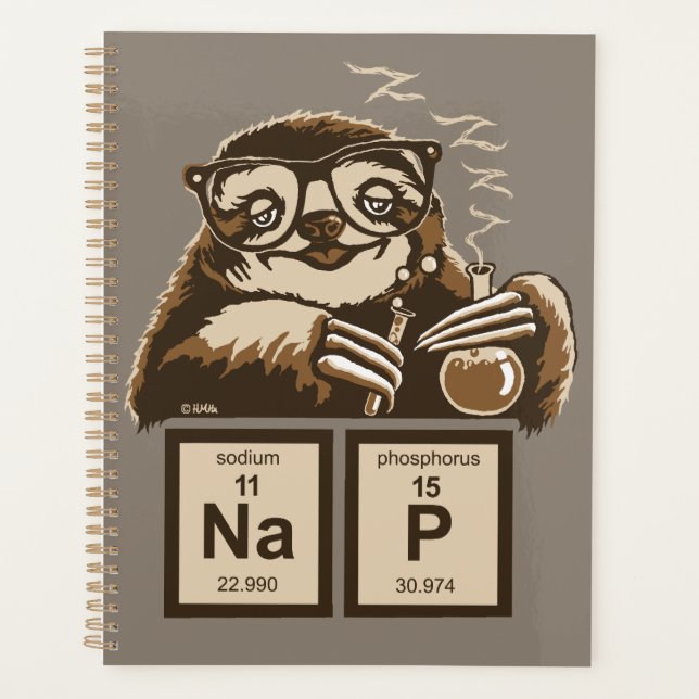 Chemistry sloth discovered nap planner (Front)