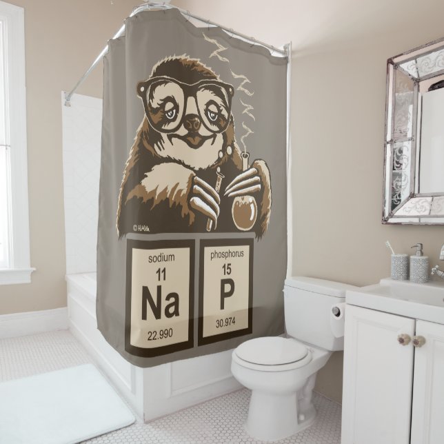 Chemistry sloth discovered nap shower curtain (In Situ)