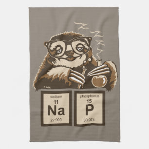 Chemistry sloth discovered nap tea towel
