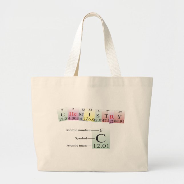 Chemistry Spelled with elements Large Tote Bag (Front)