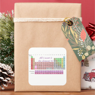 Chemistry Teacher Periodic Table All I Want is U Square Sticker