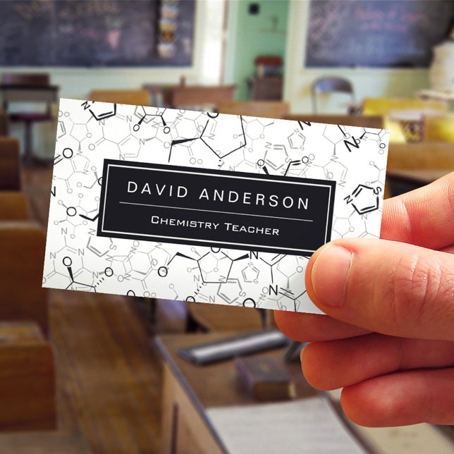 Chemistry Teacher Stylish Chemical Formula Pattern Business Card (Creator Uploaded)