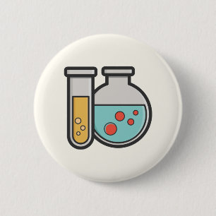 Chemistry Test Tube and Beaker 6 Cm Round Badge