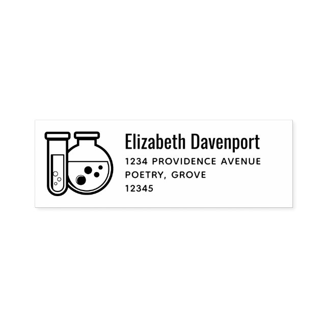 Chemistry Test Tube and Beaker Address Self-inking Stamp (Design)