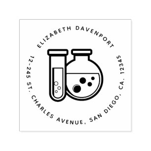 Chemistry Test Tube and Beaker Address Self-inking Stamp