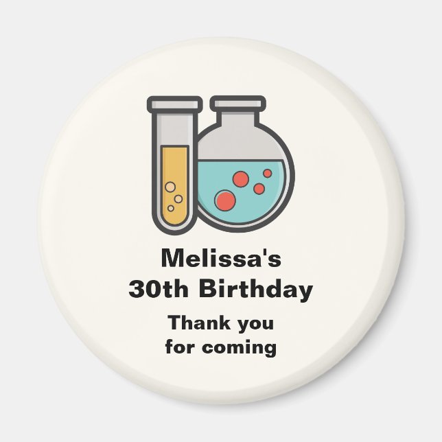 Chemistry Test Tube and Beaker Birthday Thank You Magnet (Front)