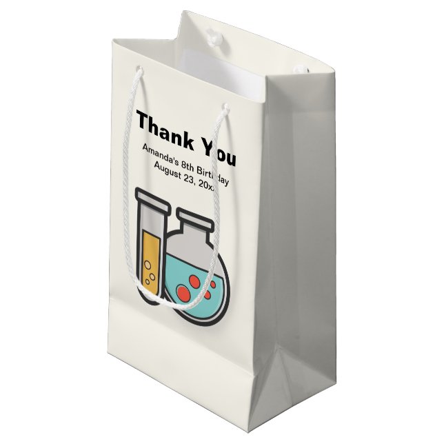 Chemistry Test Tube and Beaker Birthday Thank You Small Gift Bag (Front Angled)