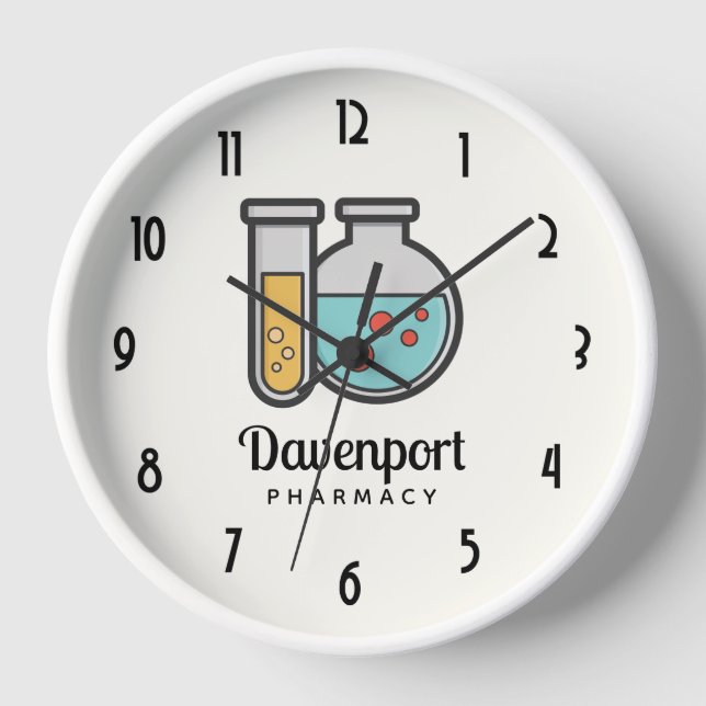Chemistry Test Tube and Beaker Business Clock (Front)