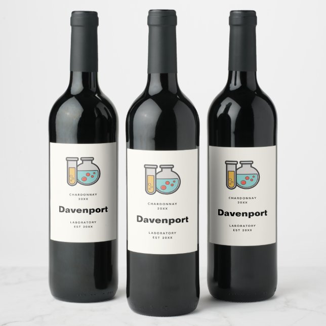 Chemistry Test Tube and Beaker Funny Wine Making Wine Label (Bottles)