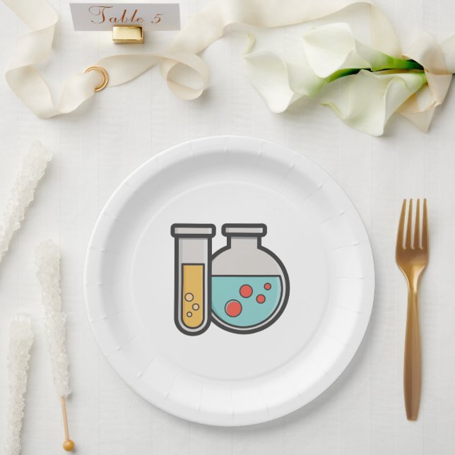 Chemistry Test Tube and Beaker Paper Plate (Wedding)