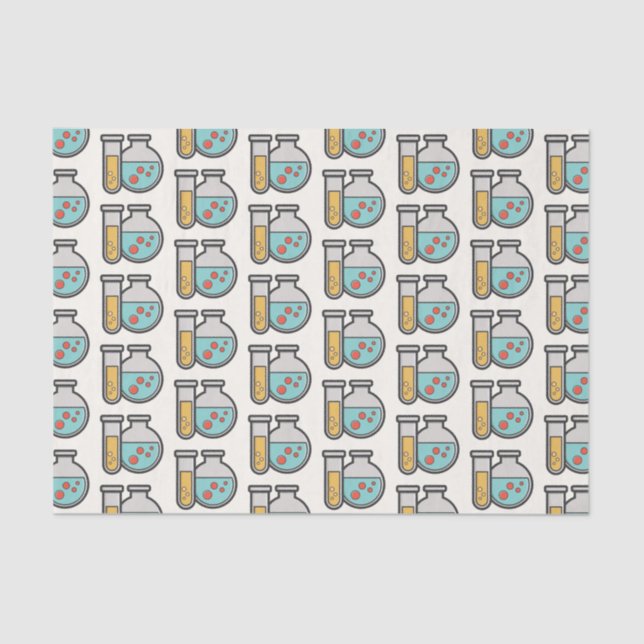 Chemistry Test Tube and Beaker Pattern Tissue Paper (Front)