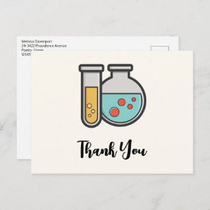 Chemistry Test Tube and Beaker Thank You Postcard
