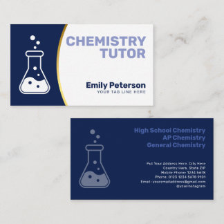 Chemistry Tutor | Navy Blue Gold Accents Business Card
