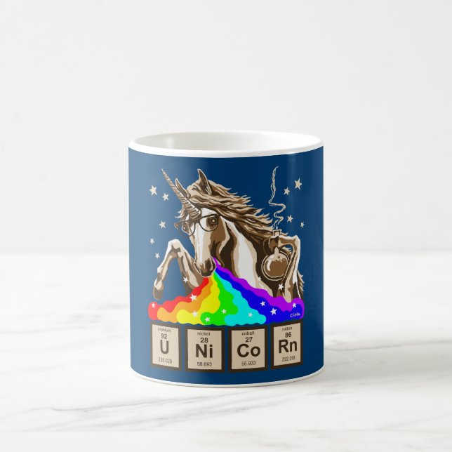 Chemistry unicorn vomits rainbow coffee mug (Center)