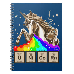 Chemistry unicorn vomits rainbow notebook