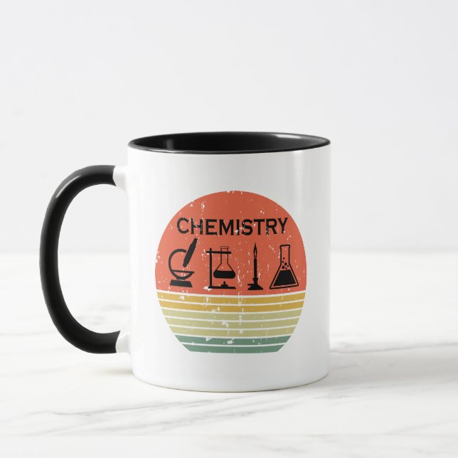 Chemistry vintage sunset retro stripes pattern mug (Left)