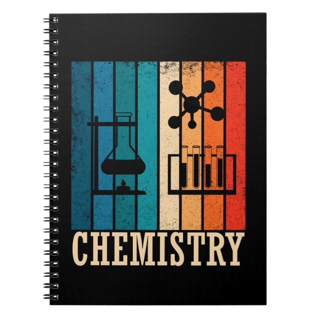 Chemistry vintage sunset retro stripes pattern notebook (Front)