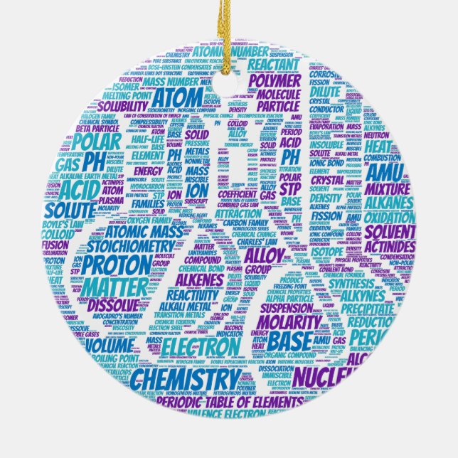 Chemistry Word Cloud Ceramic Ornament (Back)