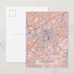 Chemnitz Germany Breezy City Map Travel Postcard