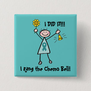 Chemo Bell - Ovarian Cancer Teal Ribbon 15 Cm Square Badge