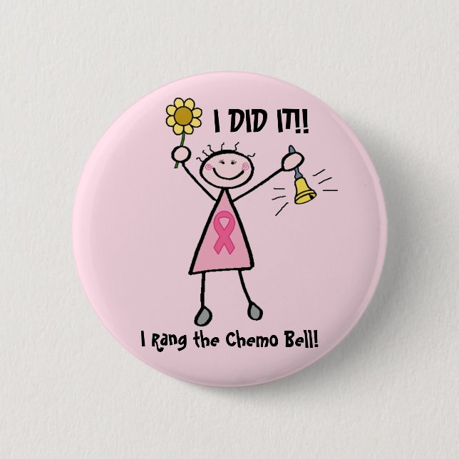 Chemo Bell Pink Ribbon Button (Front)