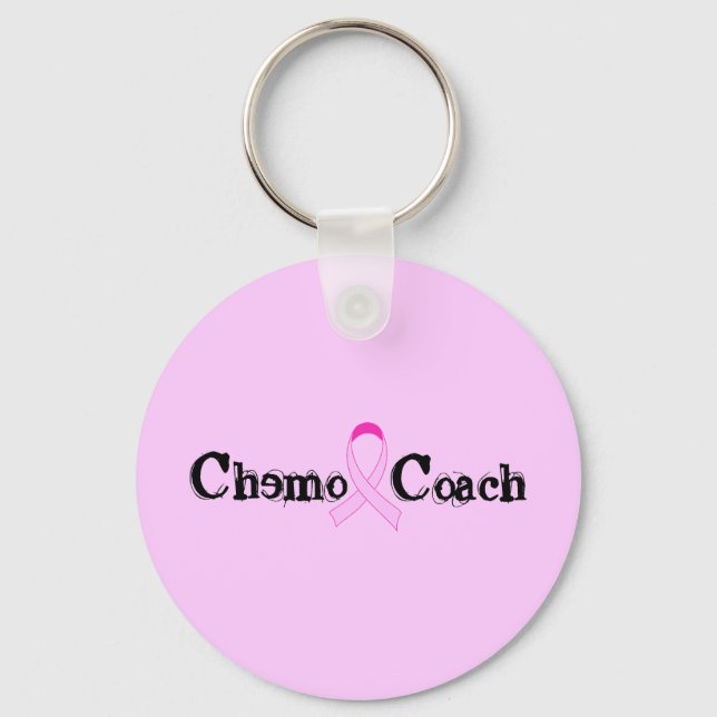 Chemo Coach - Pink Ribbon Breast Cancer Key Ring (Front)
