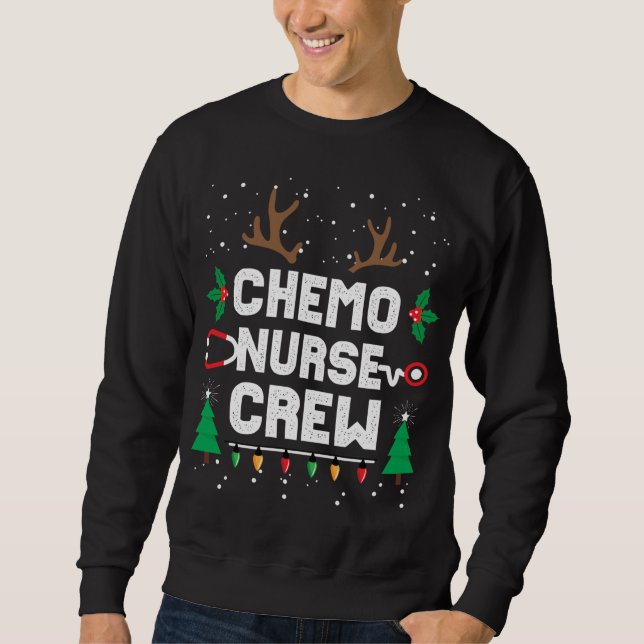 Chemo Infusion Nurse Cute Christmas Gnomes Oncolog Sweatshirt (Front)