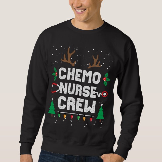 Chemo Infusion Nurse Cute Christmas Gnomes Oncolog Sweatshirt (Front)