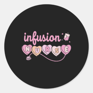 Chemo Infusion Nurse Valentines Day Heart Oncology Classic Round Sticker
