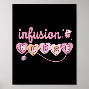Chemo Infusion Nurse Valentines Day Heart Oncology Poster