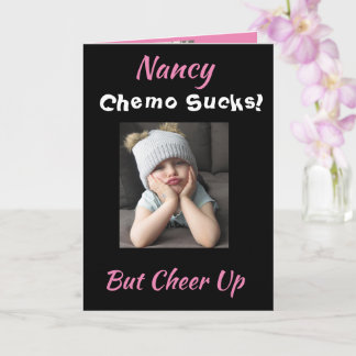 Chemo Sucks Cheer Up Breast Cancer Funny Girl Card
