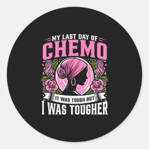 Chemo warrior last day of chemo breast cancer classic round sticker